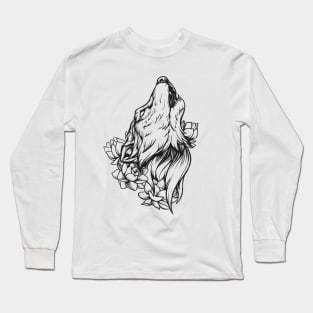 Wolf drawing Black ink! Long Sleeve T-Shirt